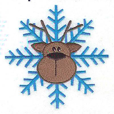Embroidery Design: Reindeer head on snowflake large<br> 3.80w X 3.81h