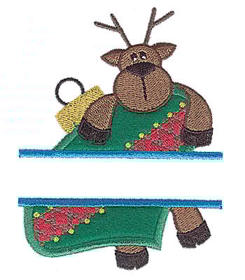 Embroidery Design: Reindeer on ornament split applique<br> 3.26w X 4.25h | Embroidery Legacy Embroidery Design: Reindeer on ornament split applique<br> 3.26w X 4.25h