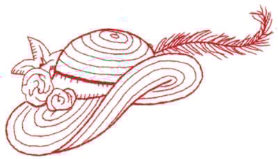 Embroidery Design: Red Hat outline 2<br>6.51" x 3.68"