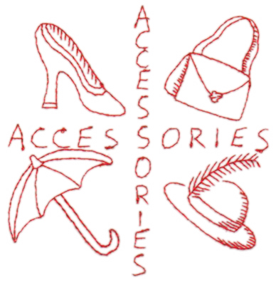 Embroidery Design: Red Hat Accessorize<br>3.97" x 4.13"