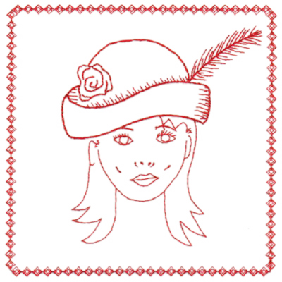 Embroidery Design: Red Hat Portrait (large)<br>6.40" x 6.38" | Embroidery Legacy Embroidery Design: Red Hat Portrait (large)<br>6.40" x 6.38"