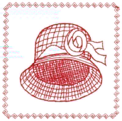 Embroidery Design: Red Hat Framed<br>4.40" x 4.42"