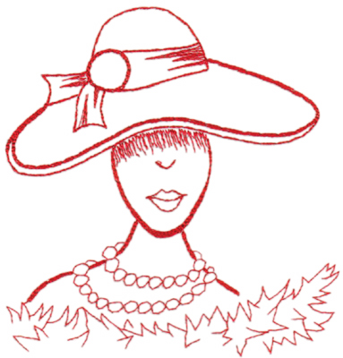 Embroidery Design: Red Hat Sophistication (large)<br>6.26" x 6.43" | Embroidery Legacy Embroidery Design: Red Hat Sophistication (large)<br>6.26" x 6.43"