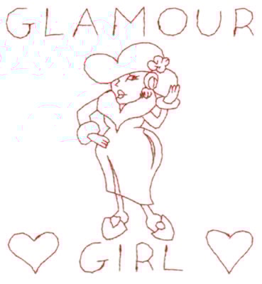 Embroidery Design: Red Hat Glamour Girl (large)<br>5.94" x 6.40"