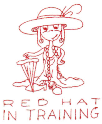 Embroidery Design: Red Hat in training<br>3.70" x 4.41"