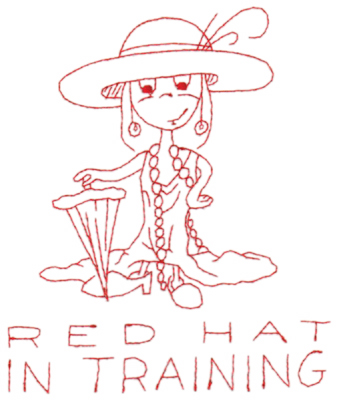 Embroidery Design: Red Hat in training (large)<br>5.40" x 6.44"