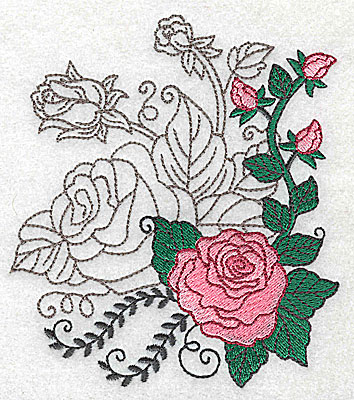 Embroidery Design: Rose Duo A large<br> 4.35w X 4.96h