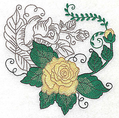 Embroidery Design: Rose Duo D large<br> 4.90w X 4.95h | Embroidery Legacy Embroidery Design: Rose Duo D large<br> 4.90w X 4.95h