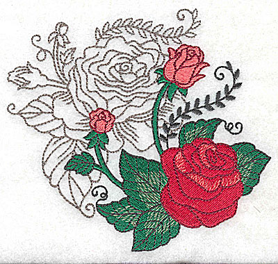 Embroidery Design: Rose Duo E large<br> 4.97w X 4.60h
