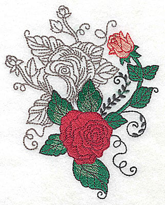 Embroidery Design: Rose Duo J large<br> 3.97w X 4.95h