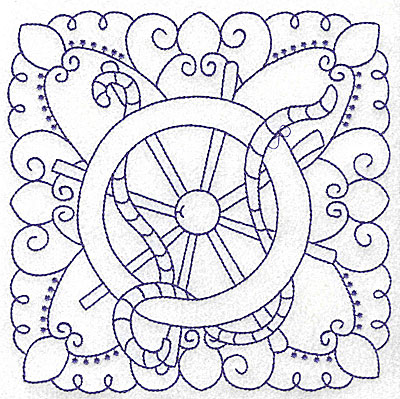 Embroidery Design: Ship's wheel with rope large<br> 6.47w X 6.48h