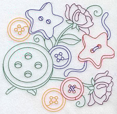 Embroidery Design: Buttons and flowers large<br> 7.63w X 7.56h