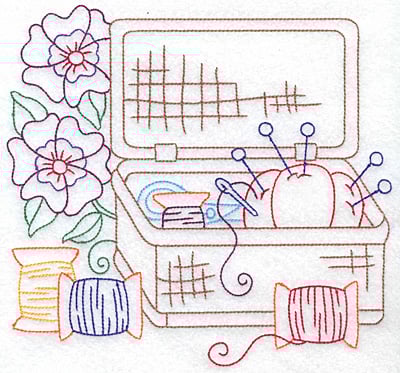 Embroidery Design: Sewing Basket large<br> 7.61w X 7.21h