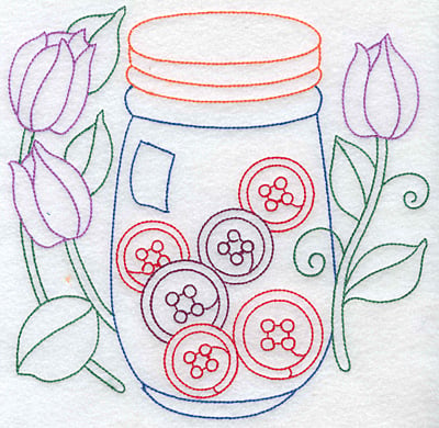 Embroidery Design: Jar of buttons large<br> 7.64w X 7.46h