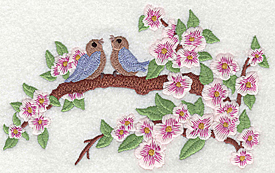 Embroidery Design: Birds on a limb large<br> 6.25w X 3.94h