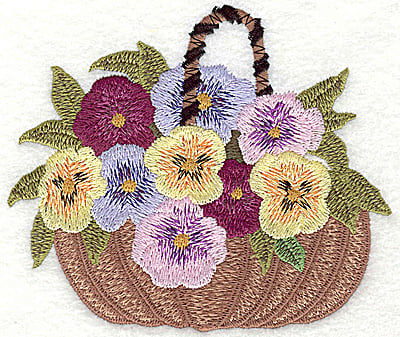Embroidery Design: Basket of Pansies large<br> 4.82w X 4.12h