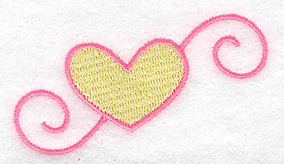 Embroidery Design: Heart with swirls<br> 3.02w X 1.64h