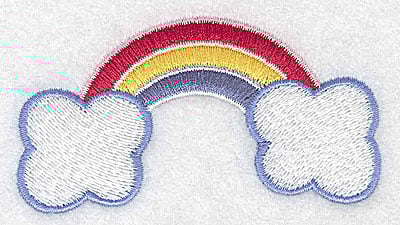 Embroidery Design: Rainbow with clouds<br> 3.31w X 1.78h