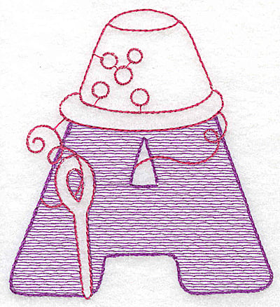 Embroidery Design: A large<br> 4.93w X 4.50h