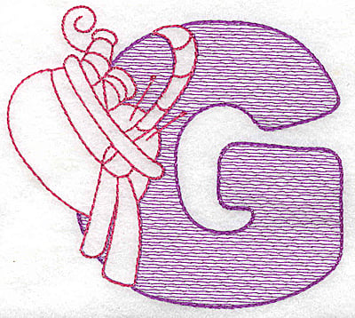 Embroidery Design: G large<br> 4.43w X 5.00h