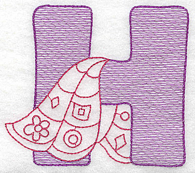 Embroidery Design: H large<br> 4.31w X 4.87h