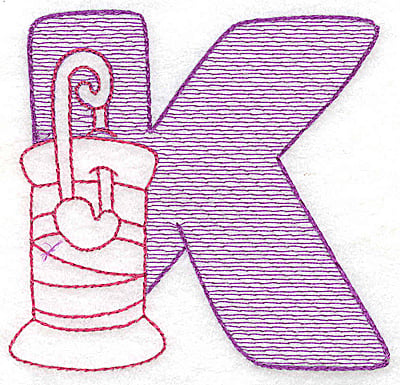 Embroidery Design: K large<br> 4.25w X 4.43h