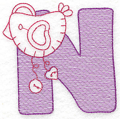 Embroidery Design: N large<br> 4.43w X 4.37h