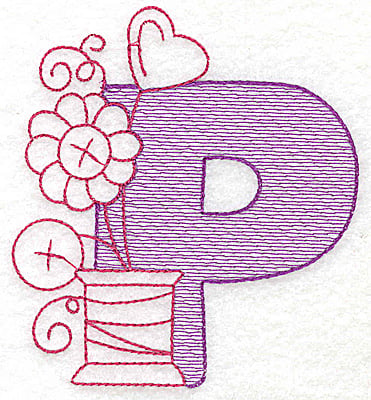 Embroidery Design: P large<br> 5.06w X 4.56h