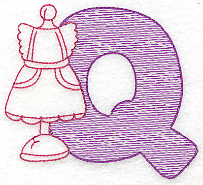 Embroidery Design: Q large<br> 4.43w X 5.12h