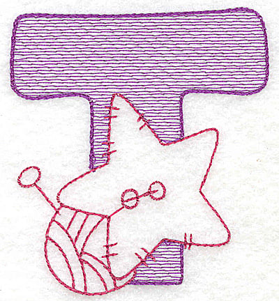 Embroidery Design: T large<br> 4.31w X 3.81h