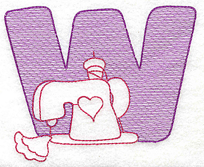 Embroidery Design: W small<br> 3.12w X 3.75h