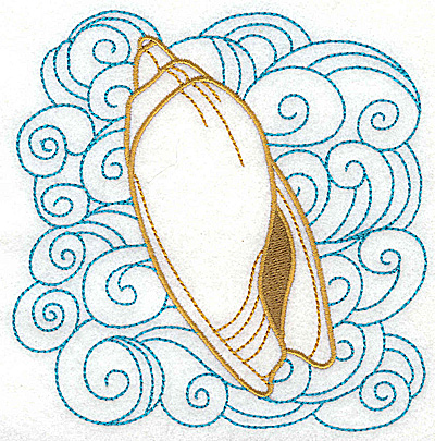 Embroidery Design: Seashell A with swirls large<br> 4.93w X 4.95h | Embroidery Legacy Embroidery Design: Seashell A with swirls large<br> 4.93w X 4.95h