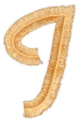 Embroidery Design: Script Fringe Letter J<br>3.88" x 5.75"