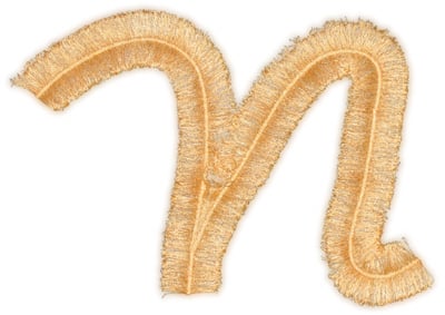 Embroidery Design: Script Fringe Letter N<br>5.94" x 4.64"