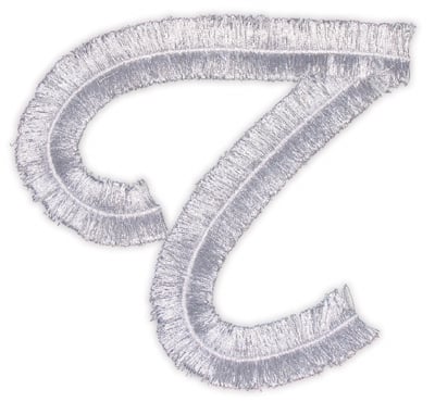 Embroidery Design: Script Fringe Letter T<br>5.35" x 5.05"