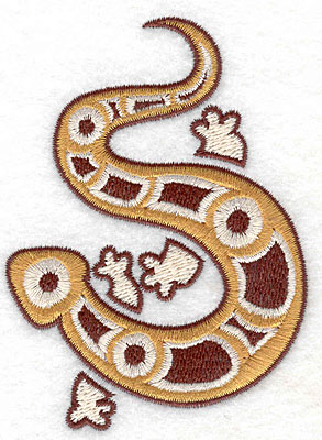 Embroidery Design: Gecko golden<br> 2.83w X 3.87h