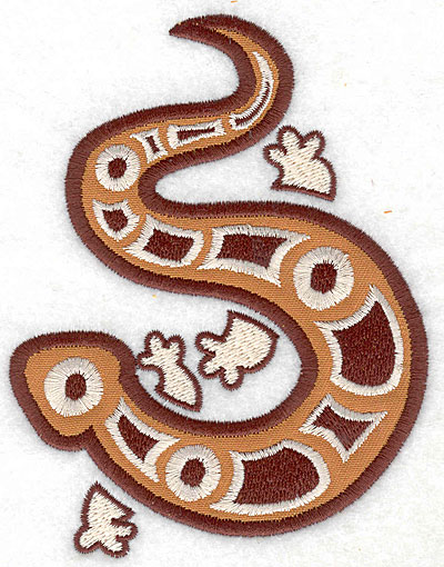Embroidery Design: Gecko with golden applique<br> 3.86w X 5.00h