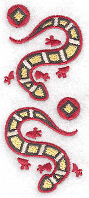 Embroidery Design: Geckos vertical<br> 1.85w X 4.48h