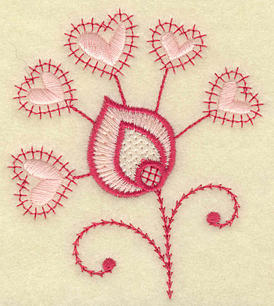 Embroidery Design: Floral hearts<br> 3.37w X 3.83h
