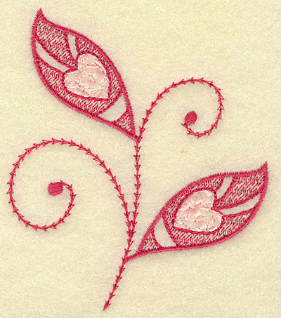 Embroidery Design: Hearts and leaves<br> 3.33w X 3.83h