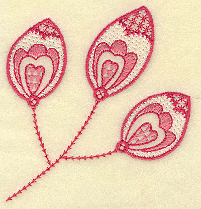 Embroidery Design: Hearts and leaf trio<br> 3.62w X 3.83h