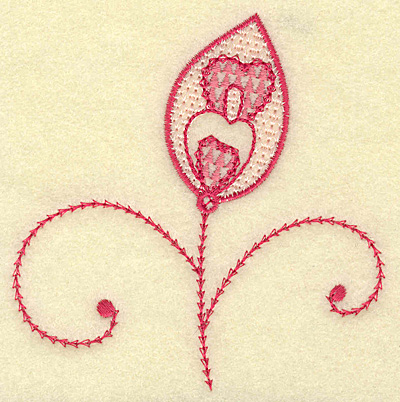 Embroidery Design: Floral bud hearts<br> 3.79w x 3.85h