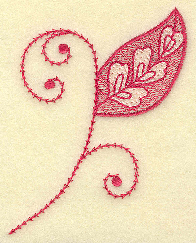 Embroidery Design: Leaf hearts and swirls<br> 2.95w X 3.87h