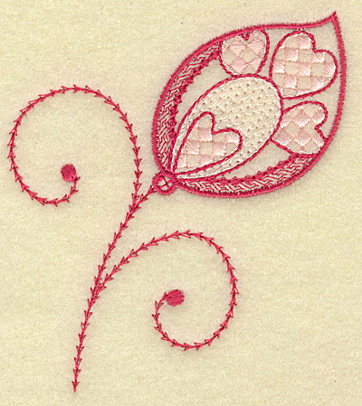 Embroidery Design: Leaf hearts and swirls<br> 3.38w X 3.85h
