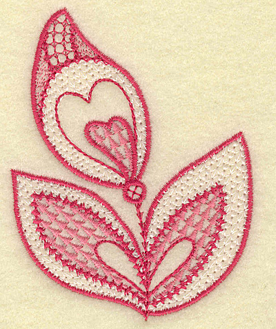 Embroidery Design: Trio of leaves and hearts<br> 2.90w X 3.71h