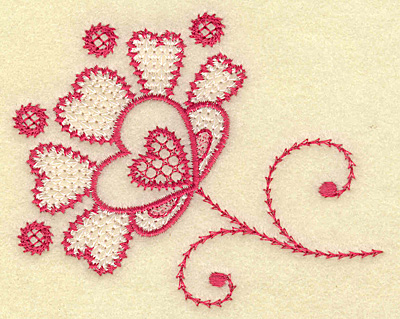 Embroidery Design: Floral hearts and swirls<br> 3.85w X 3.08h