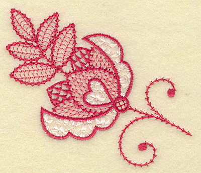 Embroidery Design: Floral hearts and leaves<br> 3.13w X 3.84h