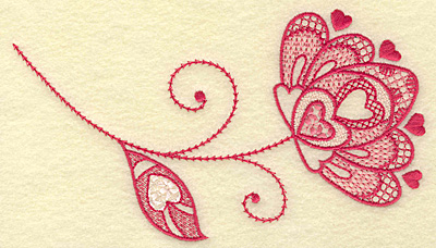 Embroidery Design: Floral hearts and leaf medium<br> 6.88w X 3.79h