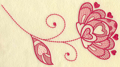 Embroidery Design: Floral hearts and leaf jumbo<br> 10.31w X 5.68h