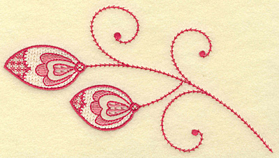 Embroidery Design: Leaves hearts and swirls medium<br> 6.86w X 3.72h